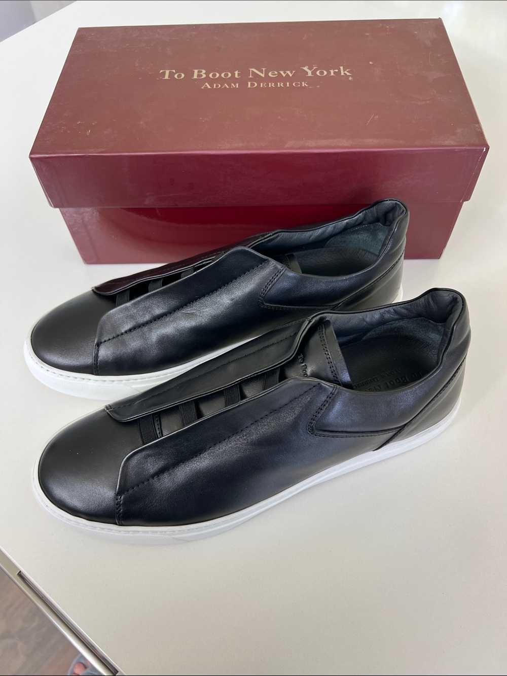To Boot New York by Adam Derrick black leather campion elastic slip on sneaker